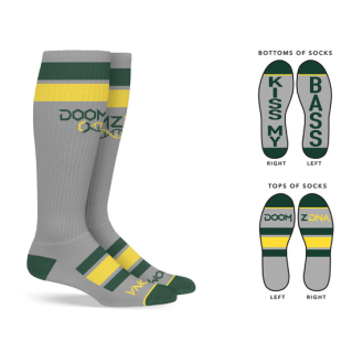 Oregon Green/Yellow on Grey DoomzDNA Kiss My Bass Socks