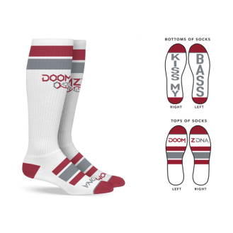 Alabama Maroon on White DoomzDNA Kiss My Bass Socks 